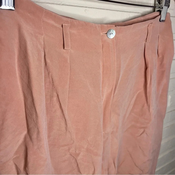 Rena Rowan Vintage Pink Silk Straight Wide Leg Pants, Women’s Size 12 Petite - Picture 2 of 8